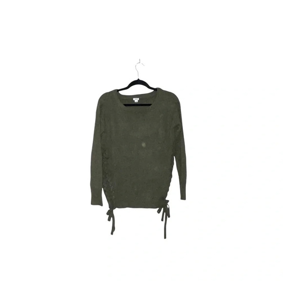 Garage Olive Green Braided Lace-up Side Knit Plush Sweater Small Women’s - Picture 11 of 11